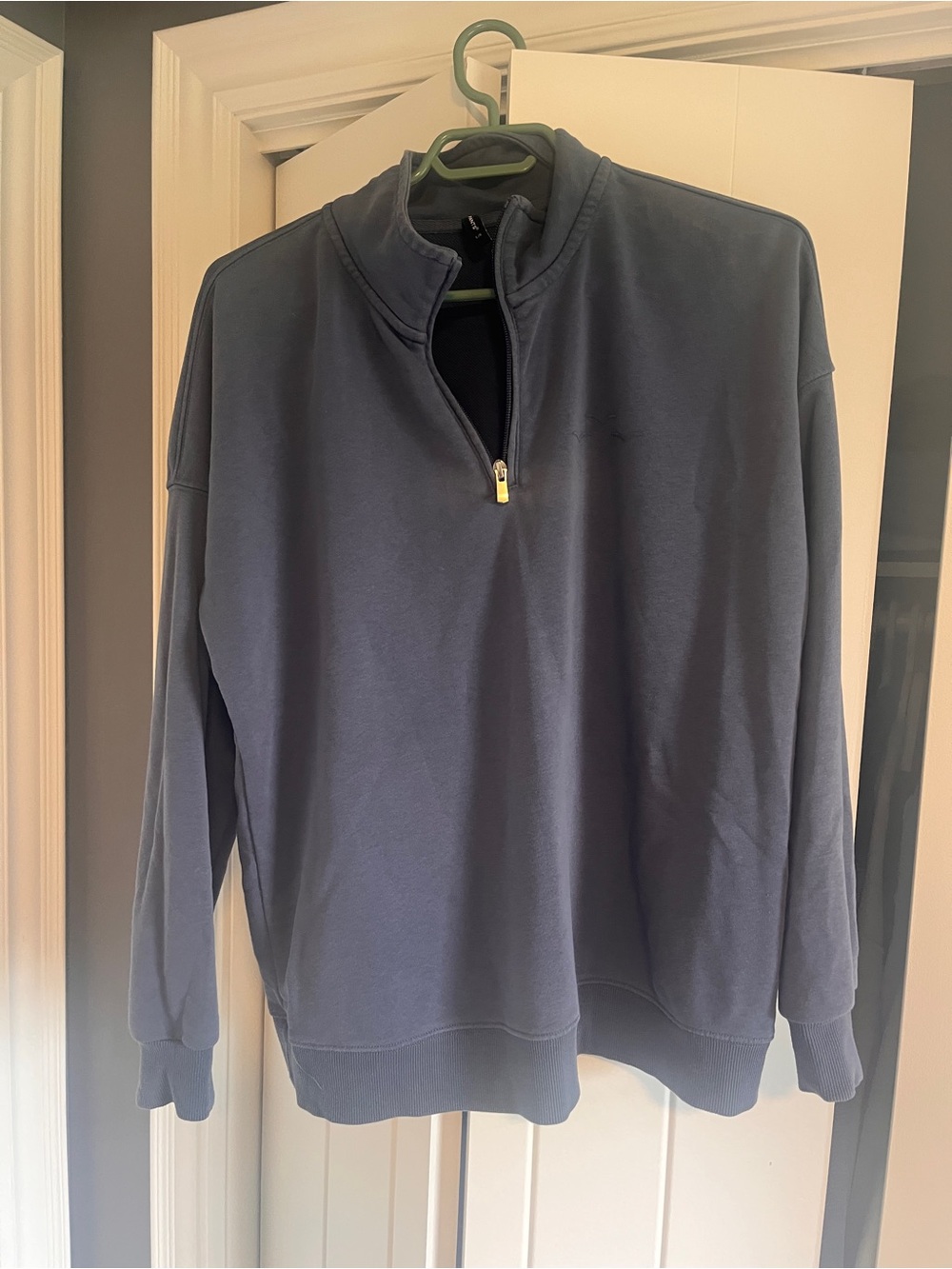 Womens Quarter-Zip Pullover Sweater - Slate Blue
